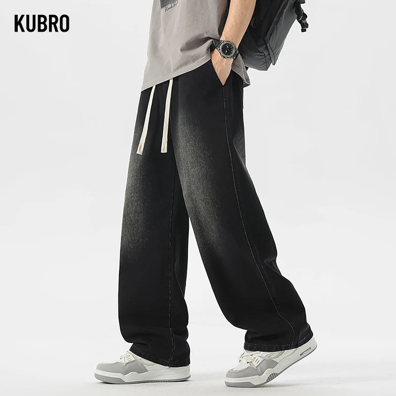 Men's Jeans American Loose Wide-leg Loose Straight Casual Trousers Street Hip-hop Baggy Jeans Black Grey  Blue Streetwear Men - Buy online at  Vibe In Cart.