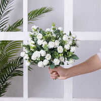 10 Heads Artificial Flower Silk Rose white Eucalyptus leaves Peony Bouquet Fake Flower for Wedding Table Party Vase Home Decor - Buy online at  Vibe In Cart.