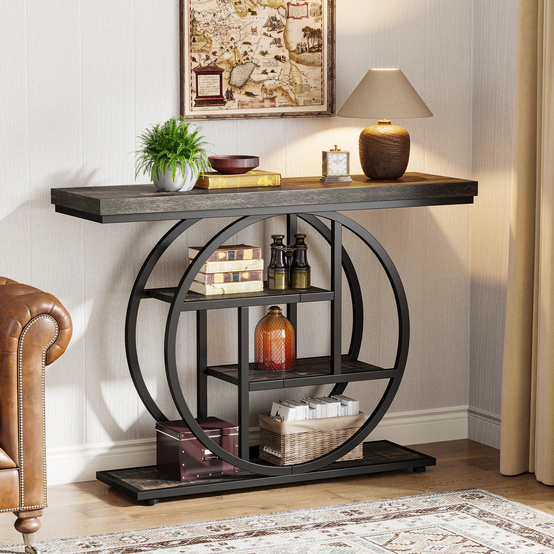 4-Tier Industrial Console Table, 41.3-Inch Metal for Entryway