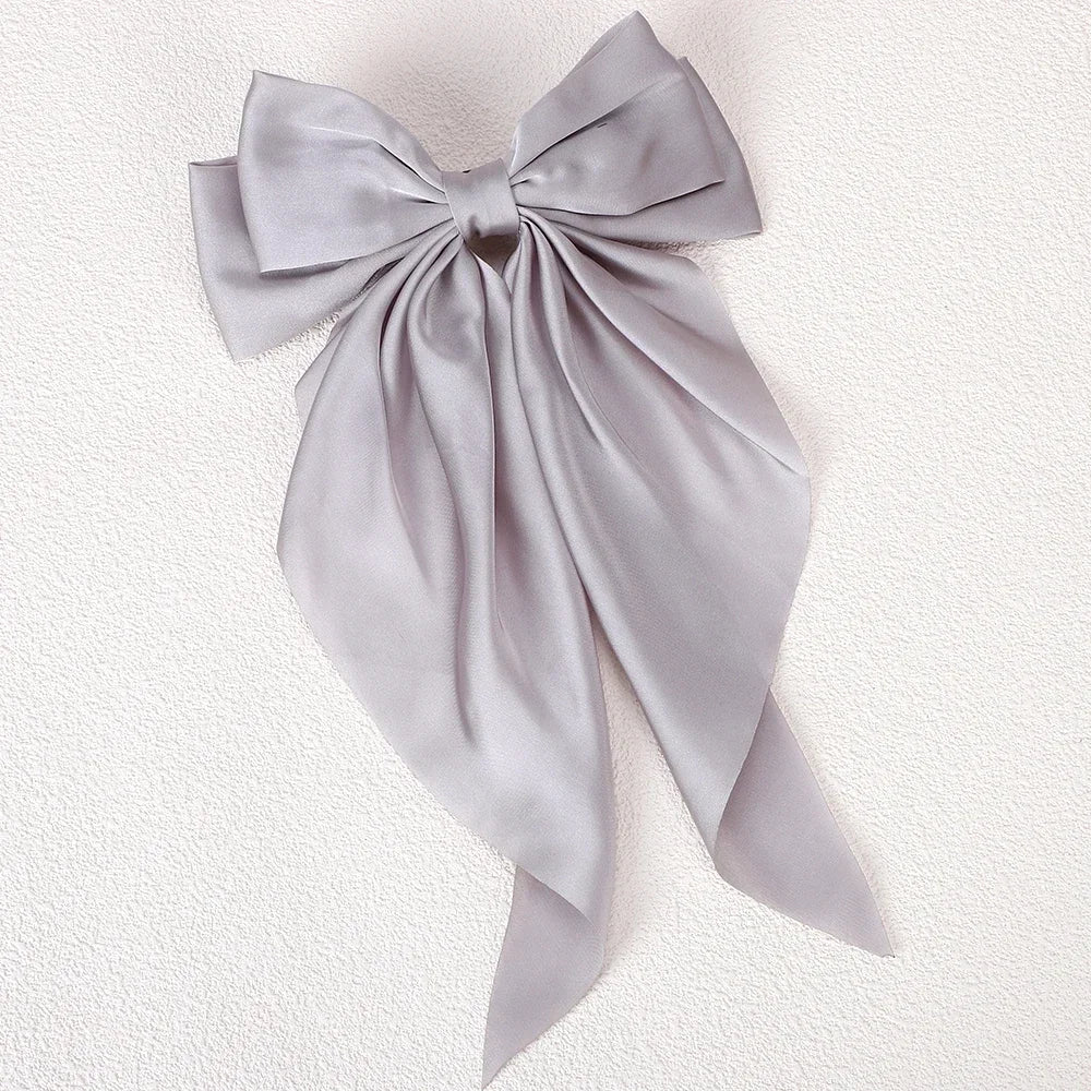 Polyester Chiffon Alloy Hair Barrettes for Girls with Big Bow