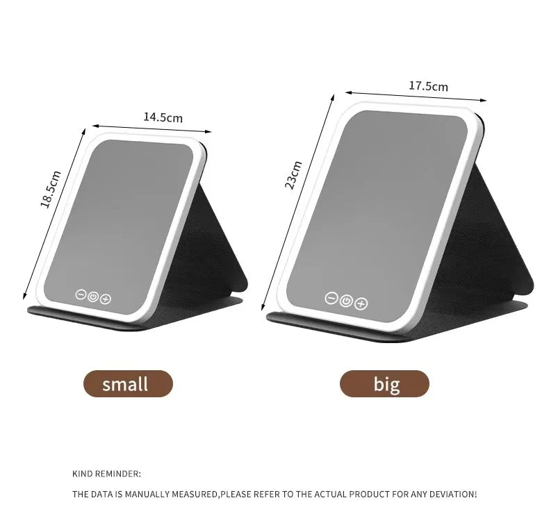 LED Makeup Mirror 3 Colors Light Portable Vanity with Adjustable Brightness USB Charging Foldable for Travel And Home Use - Buy online at  Vibe In Cart.