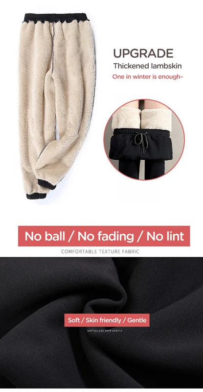 Women's Drawstring Thick Warm Polyester Winter Sports Pants