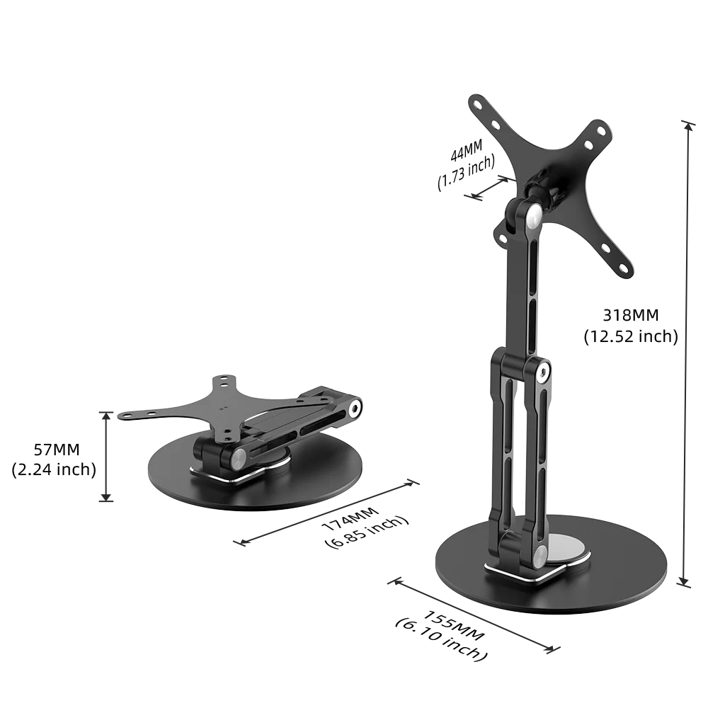 Adjustable VESA Mount Monitor Stand for 12-22 Inch Screens with 360 Degree Rotation