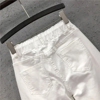 Women's White Straight Cotton Polyester Jeans Full Length