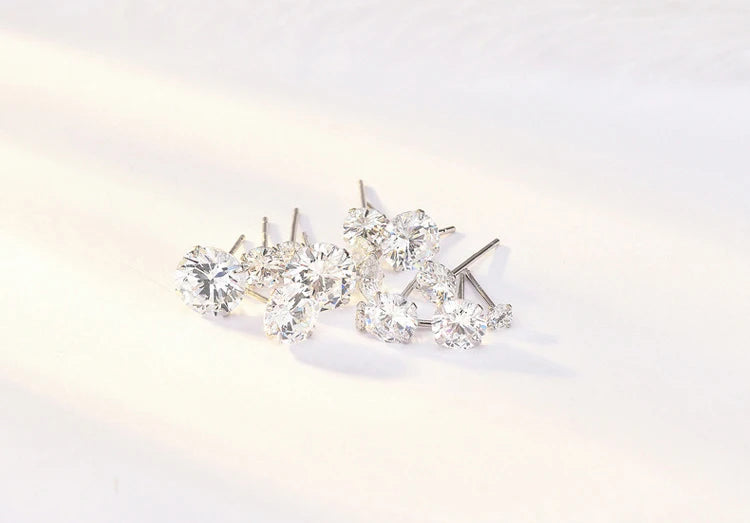 Crystal Zircon Real 925 Sterling Silver Earrings Channel  Cubic Zirconia Silver Stud Earrings for Women Sterling Silver Jewelry - Buy online at  Vibe In Cart.