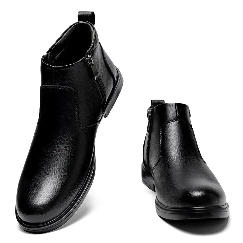 Men's Lace-Up Flat Heel Ankle Boots With Plush Lining For Winter