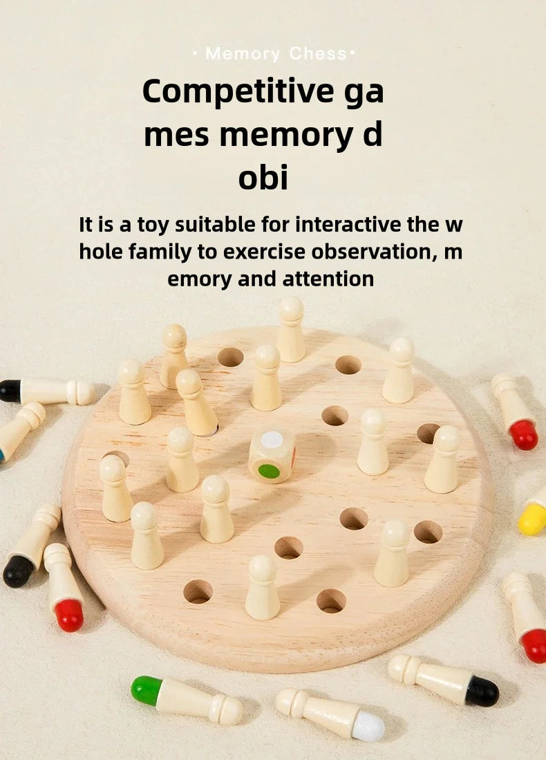 Wooden Memory Match Stick Chess Color Game Board Puzzles Montessori Educational Toy Cognitive Ability Learning Toys For Children