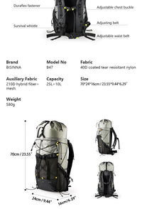 BISINNA Camping Backpack 25+10L Ultralight Travel Bag for Men Women Large Capacity Outdoor Sports Climbing Hiking Backpack - Buy online at  Vibe In Cart.