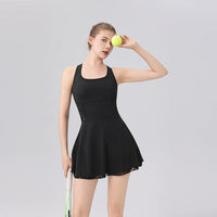 2026 New tennis dress ballet dress sexy back cross lace badminton anti-light lacework Separate shorts yoga golf sports dress