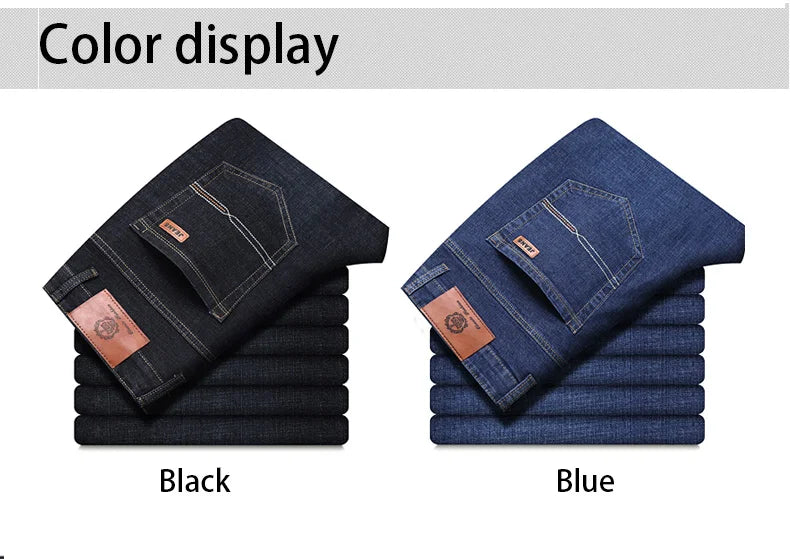 Men Fashion Straight Jeans Mens 2025 New Stretch Slim Fit Pants Comfortable Soft Business Denim Trousers Male Brand Clothing - Buy online at  Vibe In Cart.