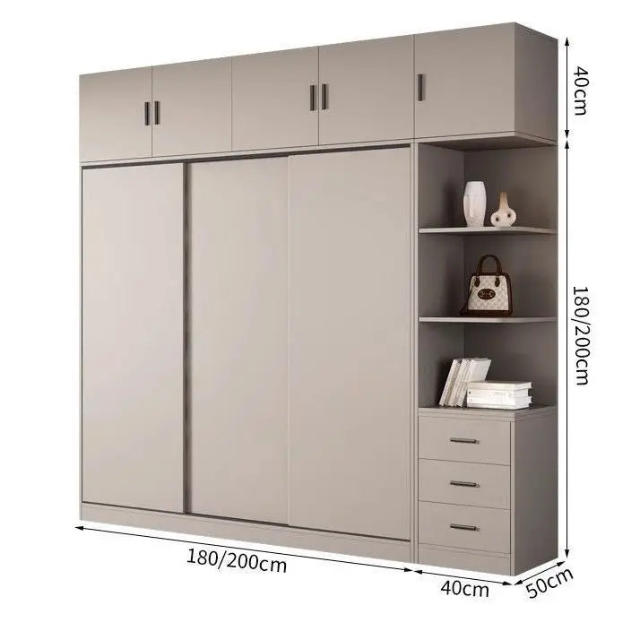 Solid Wood Sliding Door Wardrobe for Adult Bedroom Use