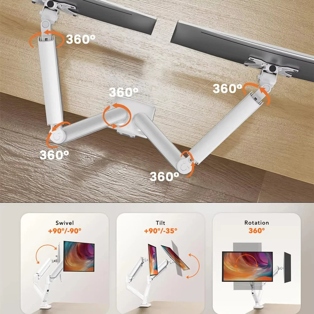 Adjustable Dual Monitor Mount for 17-32 Inch Screens with Swivel, Tilt and Rotation