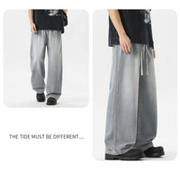 Men's Jeans American Loose Wide-leg Loose Straight Casual Trousers Street Hip-hop Baggy Jeans Black Grey  Blue Streetwear Men - Buy online at  Vibe In Cart.