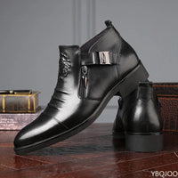 Winter Men's Elegant Boots Ankle non slip Leather Shoes British Zip Black Knight boots Pointed Punk Platform male Booties Botas - Buy online at  Vibe In Cart.