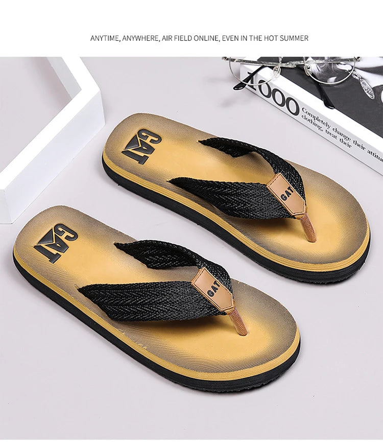 Men's GAT Flip-Flops Wide Strap Non-Pinch Retro Outdoor Anti-Slip Breathable British Style Sandals Beach Shoes - Buy online at  Vibe In Cart.