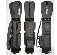 Nylon Golf Bag with Wheels for Aviation, Black and Gray