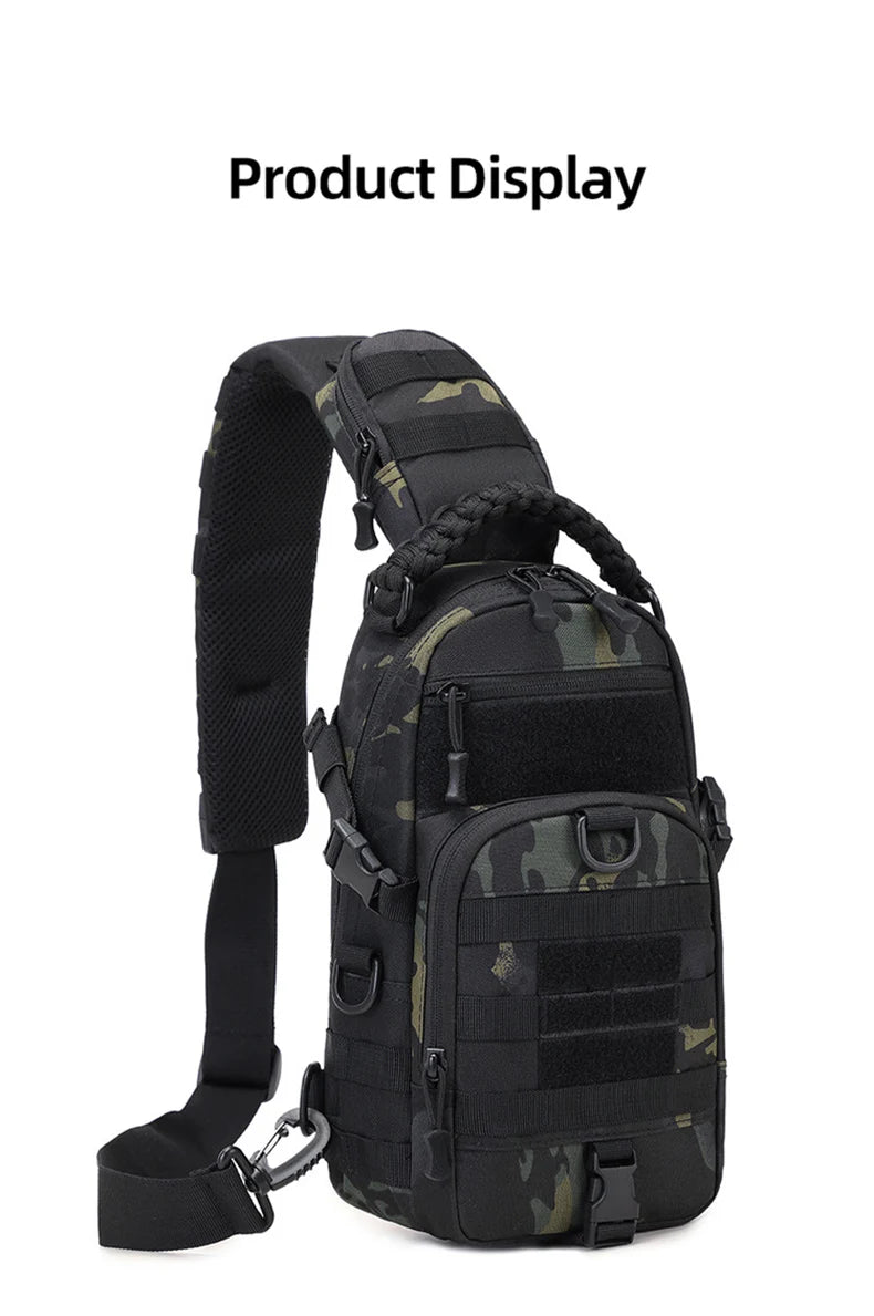 Men's Black Nylon Tactical Chest Bag with MOLLE System