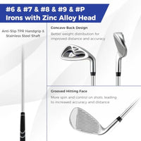 Complete Golf Club Set for Men 12 14 PCS Right Hand Golf Clubs Set with 1 Driver 3 Fairway 4 Hybrid 6 7 8 9 P Irons Putter Head - Buy online at  Vibe In Cart.