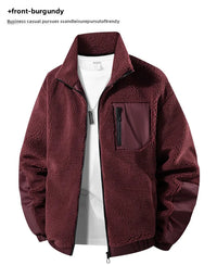 Men's European Size Sherpa Lined Stand Collar Winter Jacket with Thickened Fleece for Outdoor Casual Wear  Street Style Fashion - Buy online at  Vibe In Cart.