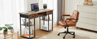 JHK 48 Inch Double Deck Shelving Office Computer Desk with Pull-out Fabric Storage Drawers Metal Frame Adjustable Feet Table ﻿ - Buy online at  Vibe In Cart.