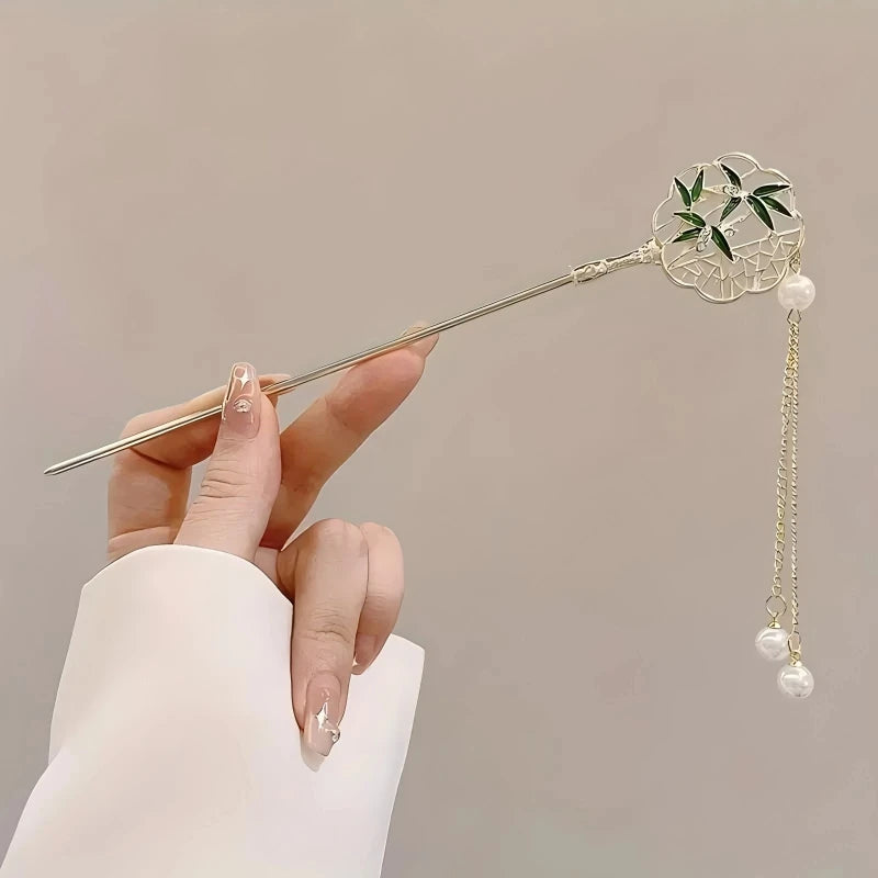 Elegant Chinese Style Hair Clip Tassel Hair Stick Traditional Floral Design Hairstyle Accessory Women Jewelry Hairpin Hairneedle - Buy online at  Vibe In Cart.