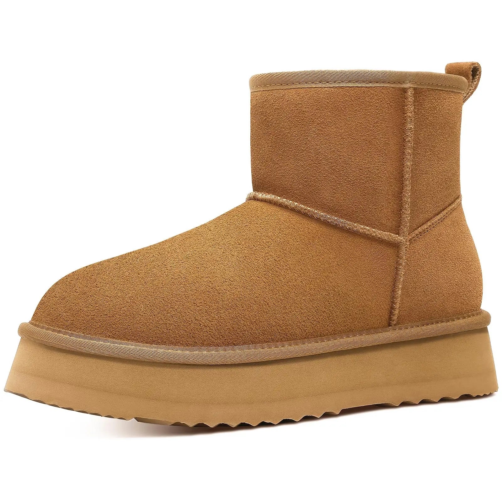 Women's Fluffy Suede Ankle Snow Boots with Thick Sole