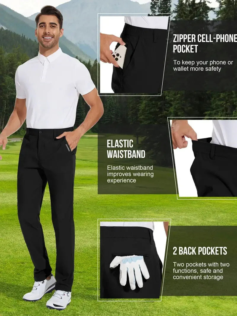 Men's Full Length Slim Fit Breathable Polyester Golf Pants