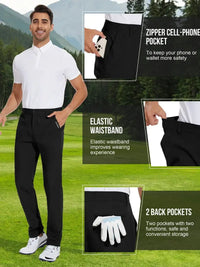 Men's Full Length Slim Fit Breathable Polyester Golf Pants