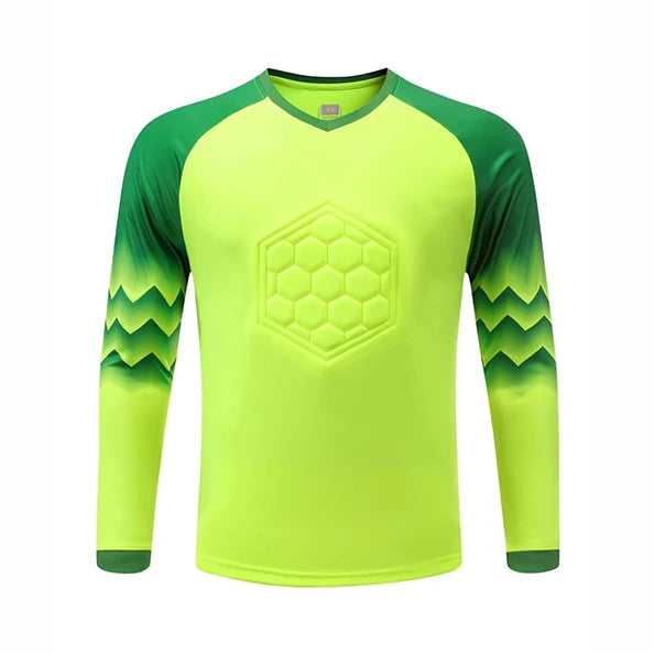Polyester Spandex Protective Long Sleeve Soccer Goalkeeper Uniform Set with Top and Pants