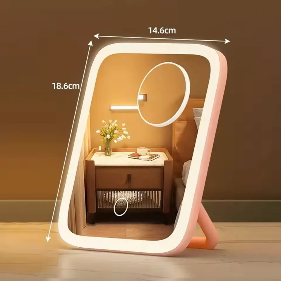 LED Makeup Mirror, 3-Color Light, 360° Rotatable, Touch Control, USB Powered, Tabletop Vanity Mirror for Bedroom Bathroom Travel - Buy online at  Vibe In Cart.
