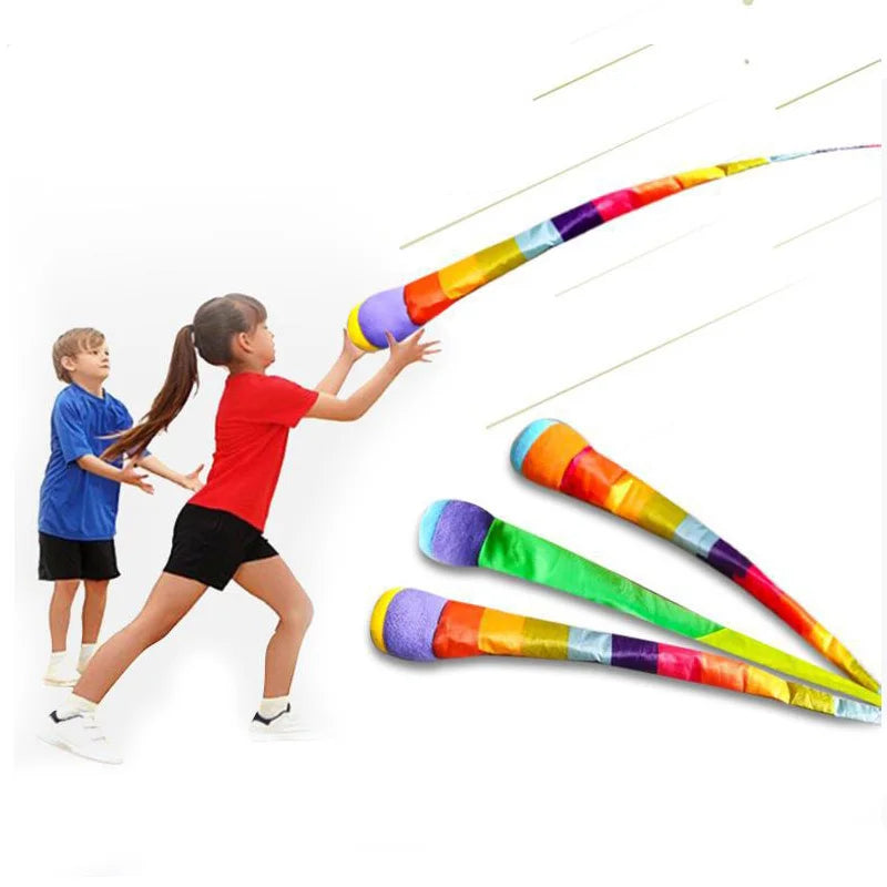 Cloth Outdoor Hand Throwing Ribbon Rainbow Ball Toy, 95cm