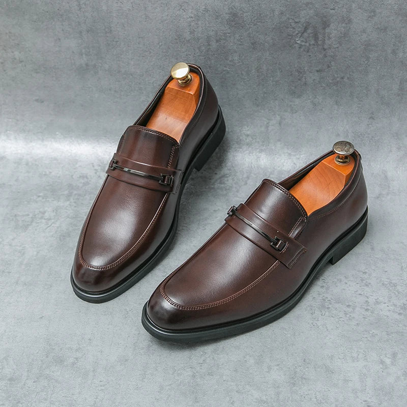 Men's Formal Leather Shoes Classic Style Slip On Loafers Round Toe Breathable Non-Slip Business Dress Wedding Office Casual Shos - Buy online at  Vibe In Cart.