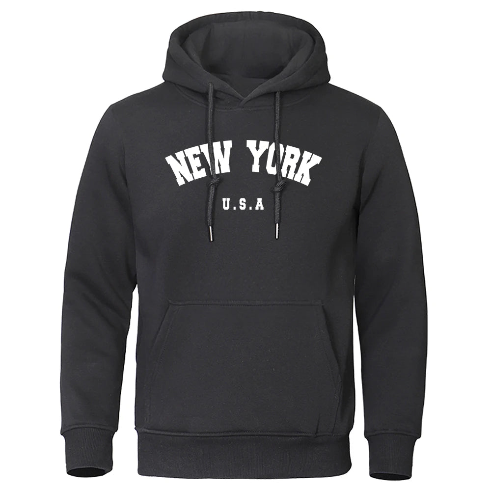 NEW YORK Letter U.S.A City Print Hoody Men Fashion Casual Long Sleeves Hooded Loose Oversize Pullover Hoodie Street Sweatshirt - Buy online at  Vibe In Cart.