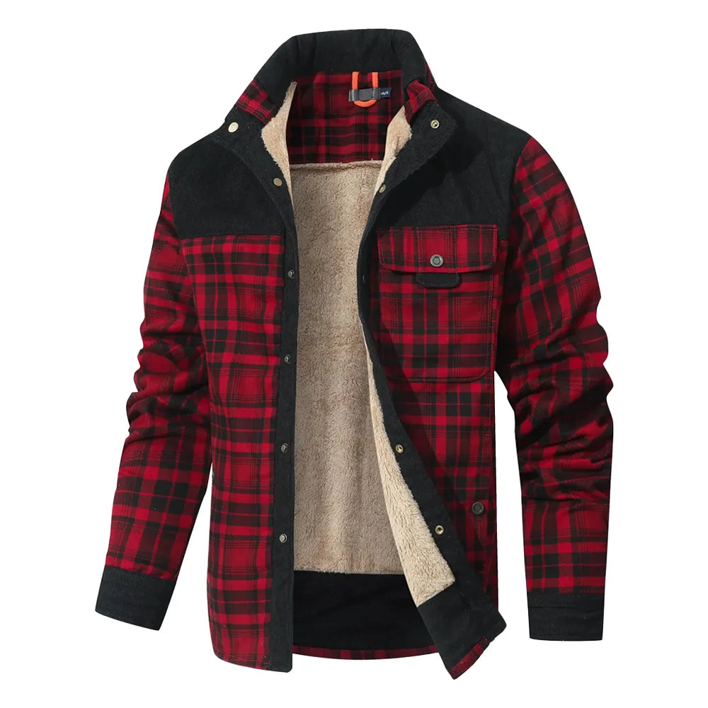 Men's Jackets Winter Windproof Warm Casual Bomber Coat Plaid Sherpa Lined Flannel Outdoor Classic Jacket Men US Size - Buy online at  Vibe In Cart.