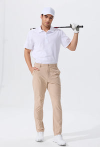 Men's Stretch Slim Straight Lightweight Polyester Golf Pants, Full Length