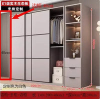 Modern Gray Wooden Wardrobe with Sliding Doors and Drawer