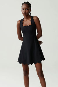 Women's Solid Color Nylon Lycra Yoga Tennis Dress, Above Knee Length