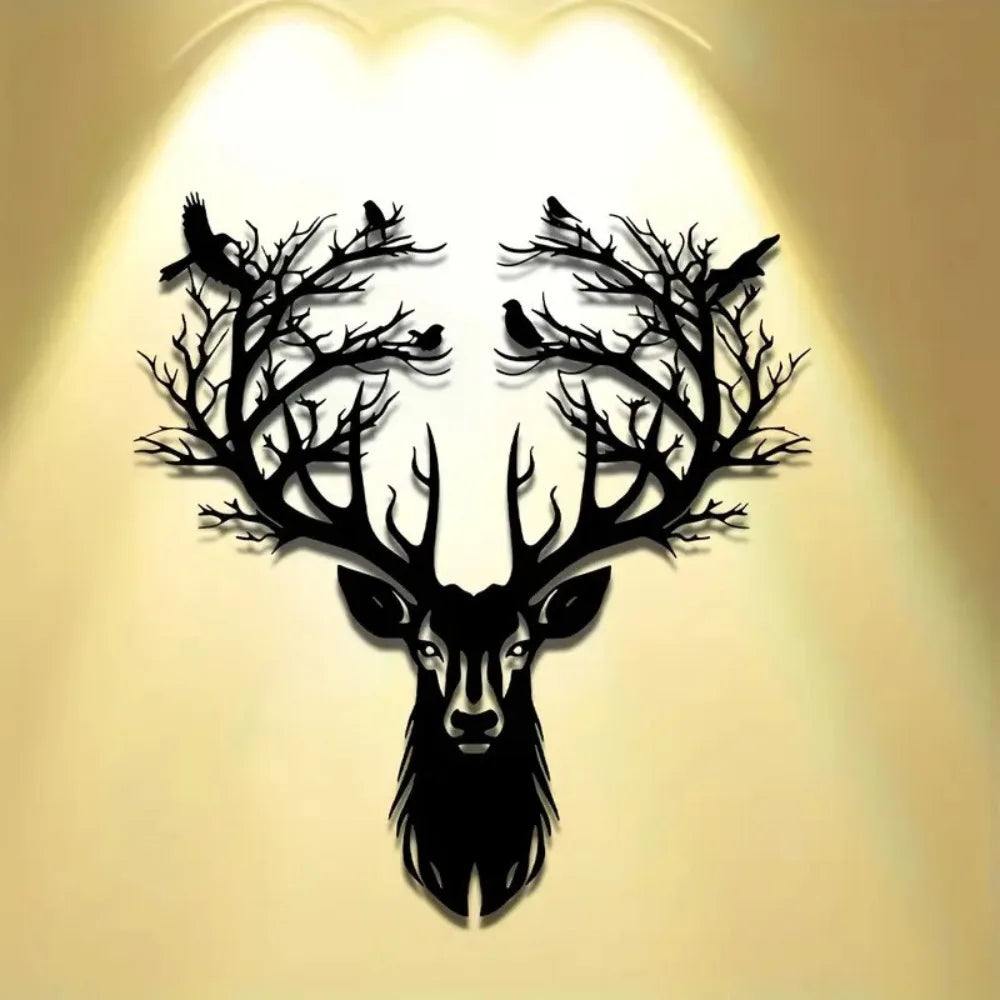 1-Piece 15.75×14.72-Inch Deer-Tree Metal Wall Sculpture | Halloween & Christmas Gift, Metal-Carved Indoor/Outdoor Decor - Buy online at  Vibe In Cart.