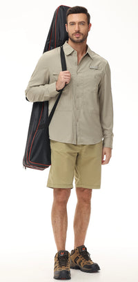 Men's Long Sleeve Casual Fishing Shirt With UPF 50+ Polyester Mesh Back