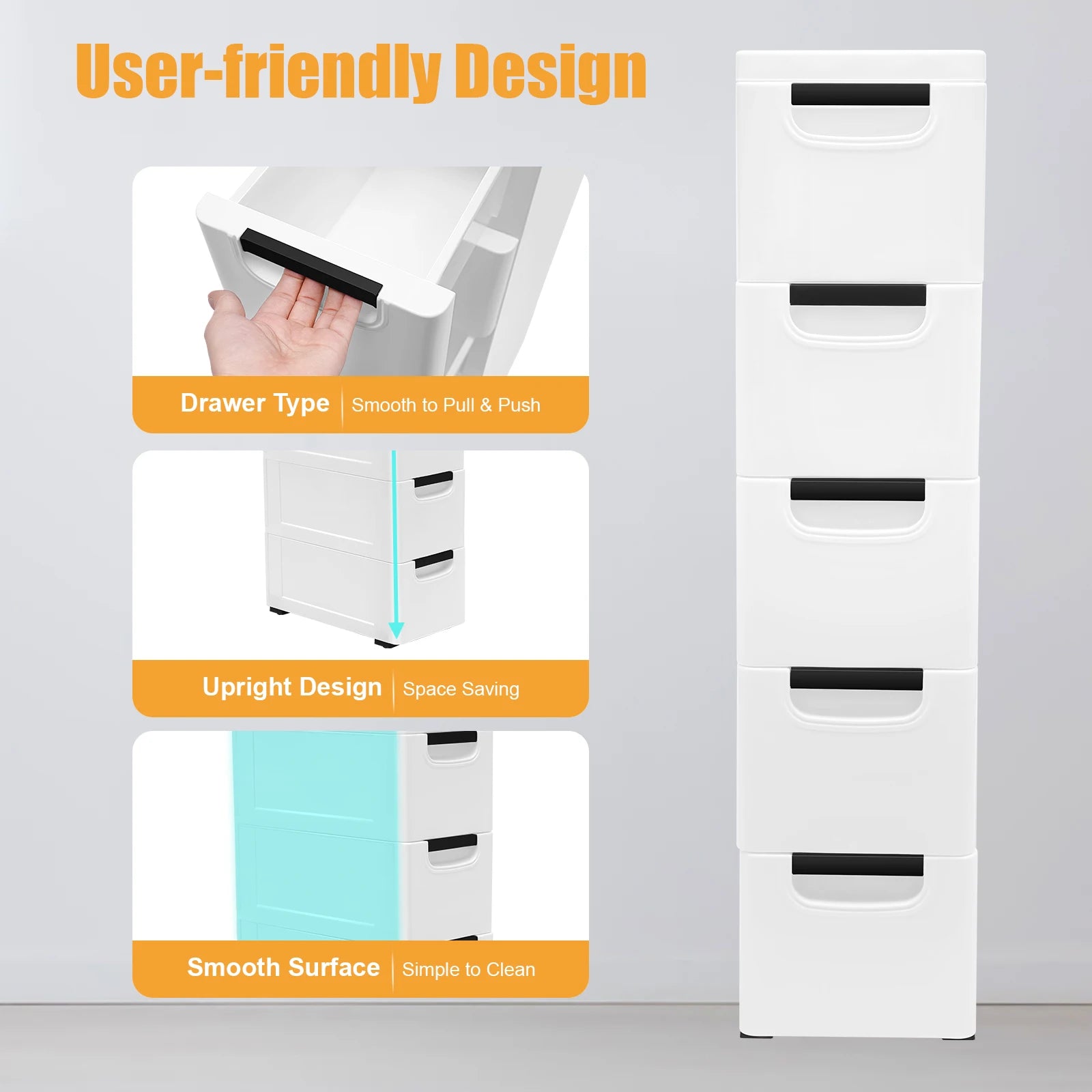 NEWEST White Storage Cabinet 20*40*84cm with Four Wheels and 5 Drawers Large Capacity for Storing Clothes, Towels, Toys - Buy online at  Vibe In Cart.