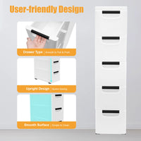 NEWEST White Storage Cabinet 20*40*84cm with Four Wheels and 5 Drawers Large Capacity for Storing Clothes, Towels, Toys - Buy online at  Vibe In Cart.