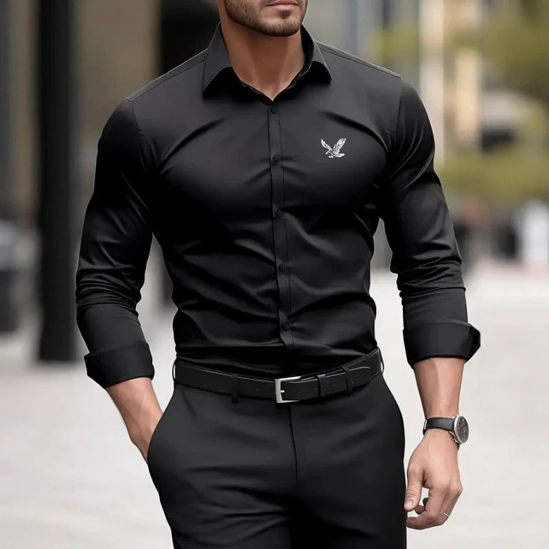 Premium Solid Color Men's Long Sleeve Shirts Fashionable Business Casual SummerAnd Spring Outdoor Daily Wear Digital Printed - Buy online at  Vibe In Cart.