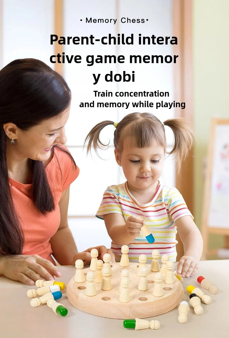 Wooden Memory Match Stick Chess Color Game Board Puzzles Montessori Educational Toy Cognitive Ability Learning Toys For Children