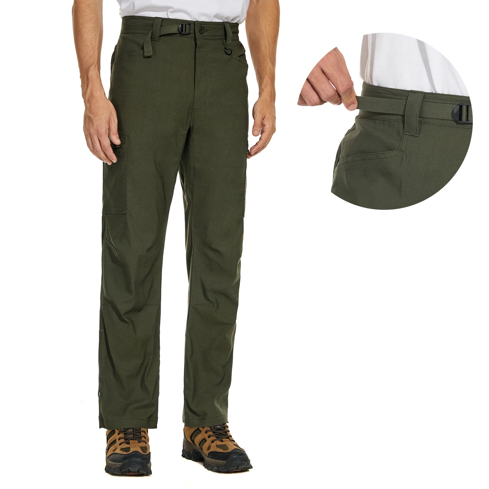 Lightbare Men's Stretch Hiking Golf Cargo Pants UPF 50+ Cropped with Roll-Up Leg Snaps Water Resistant Straight Fit - Buy online at  Vibe In Cart.