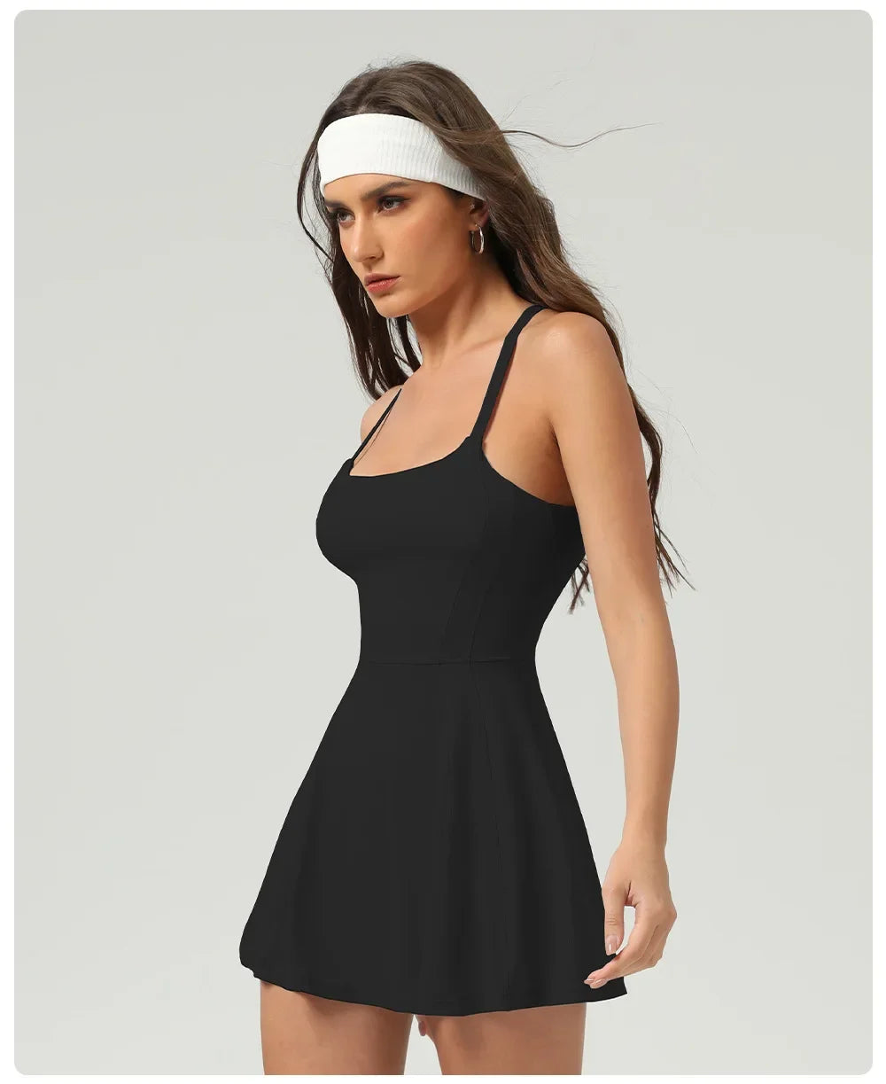 Ice Sensation Tennis Dresses Women Summer Breathable Slim Sport Active Dresses Outdoor Soft Yoga Golf  Workout Clothes 2025