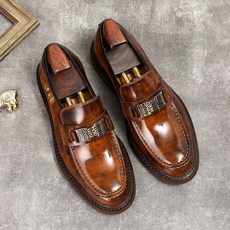 Leather Men Formal Shoes Luxury Brand 2025 Men's Loafers Dress Moccasins Breathable Slip on Brown Driving Shoes Plus Size 37-45 - Buy online at  Vibe In Cart.