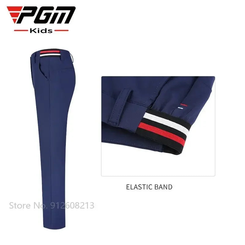 Children's Windproof Warm Golf Pants for Kids, Full Length, Elastic Band, Sizes S-XL