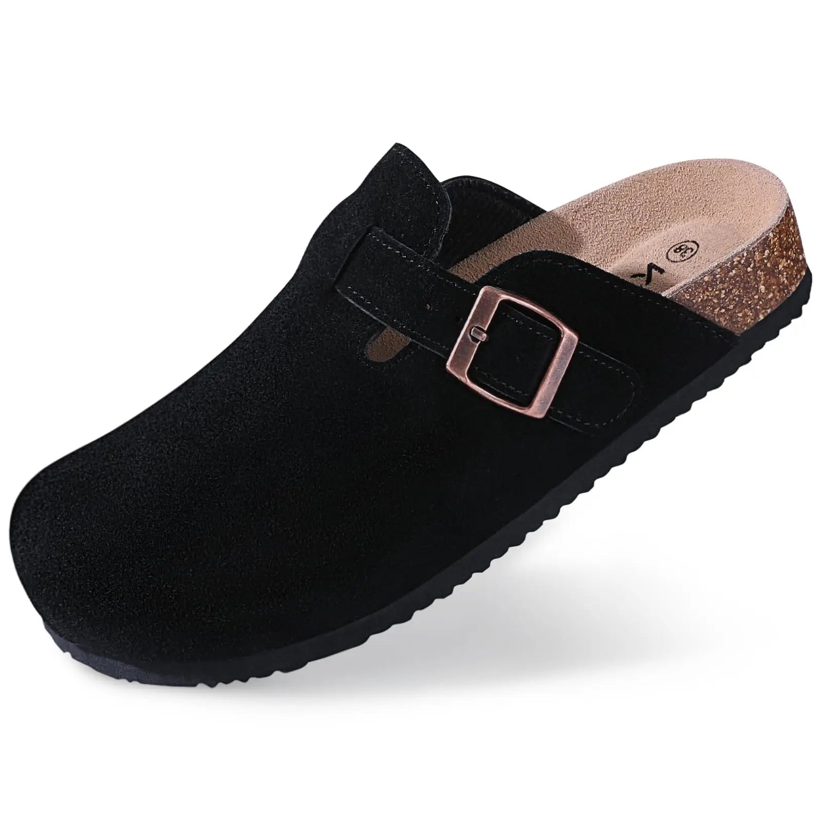 Men's Outdoor Cow Suede Lined EVA Insole Slippers With Low Heel