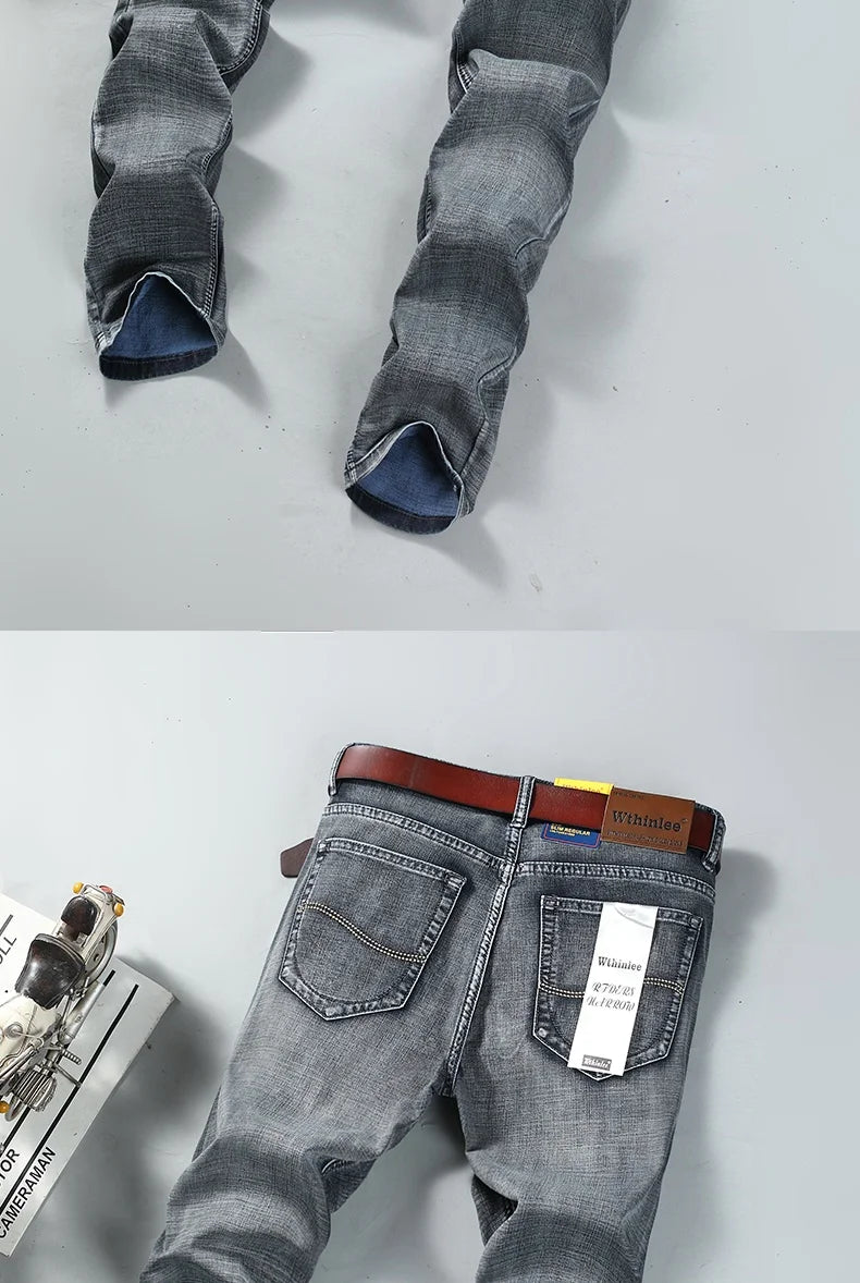 Wthinlee Slim Washed Jeans Casual Straight Stretch Fashion Classic Blue Black Work Denim Trousers Male Brand Clothing - Buy online at  Vibe In Cart.