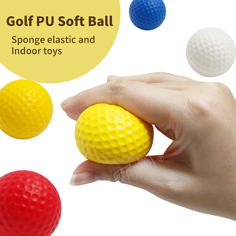 Soft PU Yellow Practice Golf Balls, 10 Pack for Indoor Training
